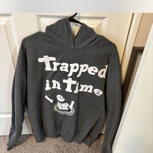 Gray Hoodie with 'Trapped in Time' Graphic